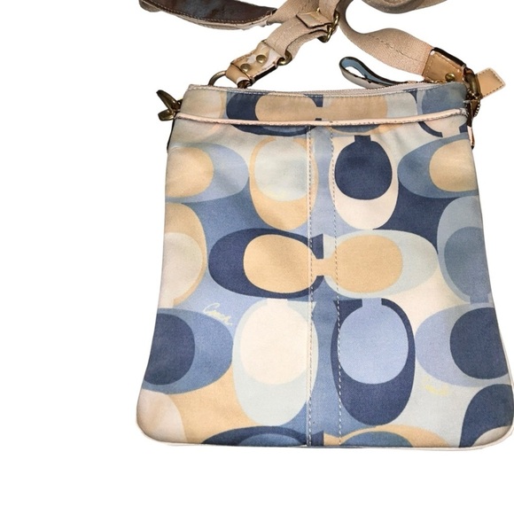 Coach Crossbody Purse No. L0767-41226 Cream Blue Tan Pattern Vintage Y2K - Picture 14 of 14